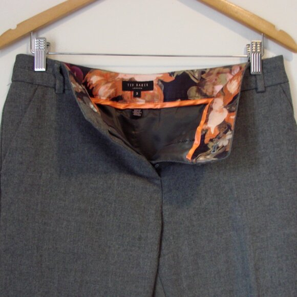 Ted Baker London Dark Gray Virgin Wool Dress Pants Trousers Size 8 - Picture 4 of 15